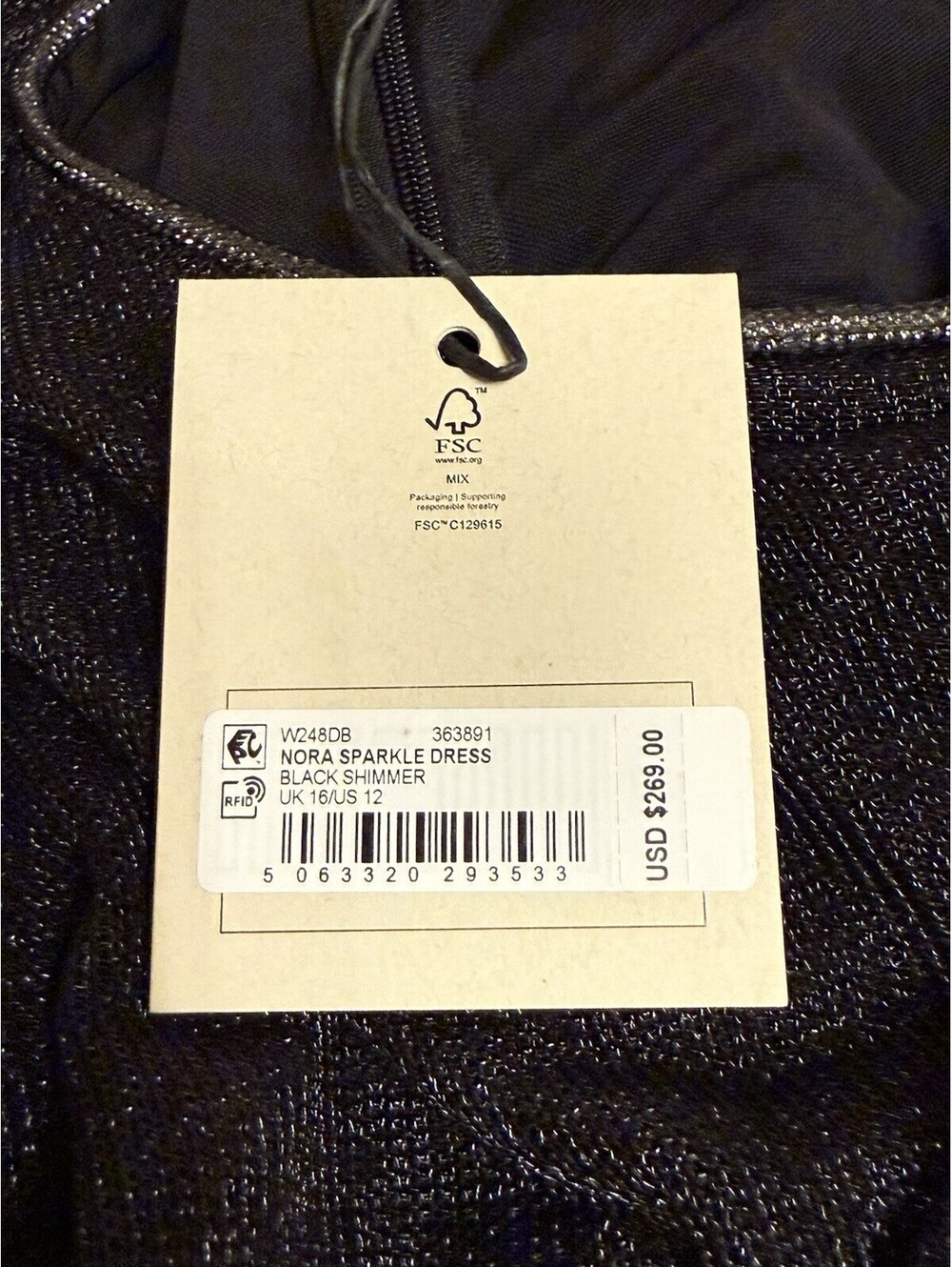 All Saints Black Nora Sparkle Shimmer Dress Size US 12 Black Simmer NWT - Picture 10 of 12